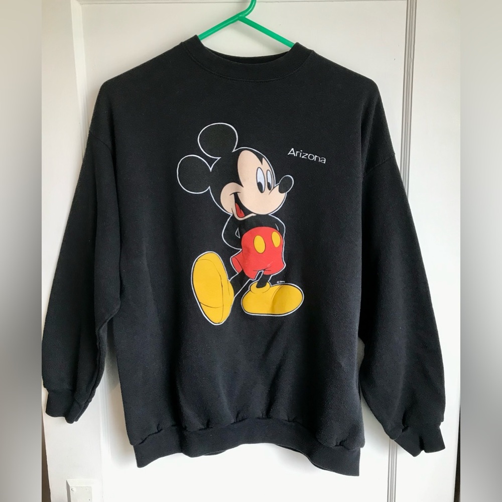 Vintage Disney Classic Mickey Mouse Black Pullover Sweatshirt Women’s Size XL